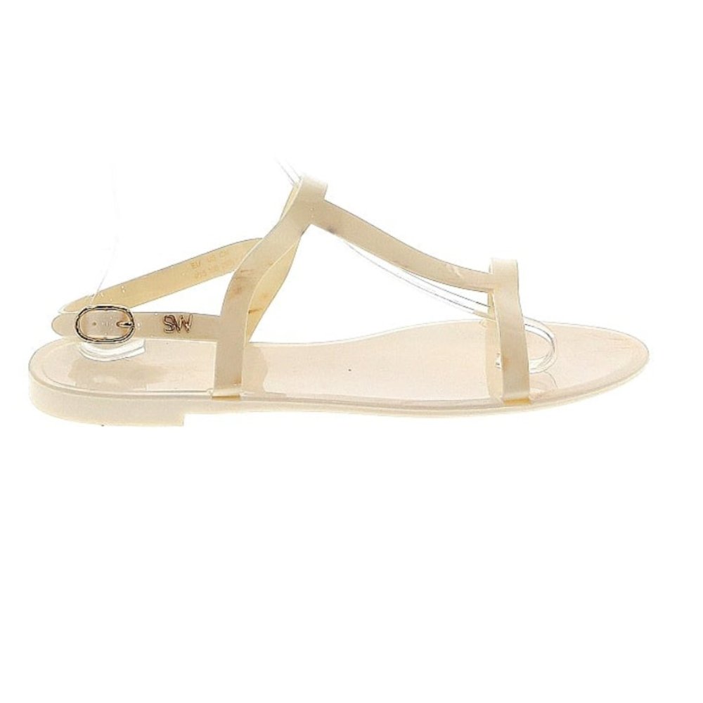 Stuart Weitzman Ivory T-Strap Sandal, Size 10